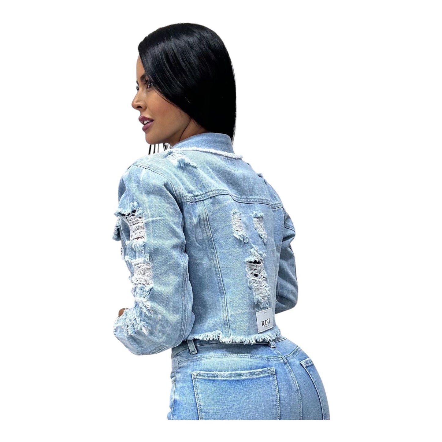 Light Tone Denim Jacket with Sparkles - Rigid Fabric
