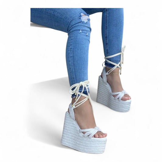 White Roman Platform Sandal 15cm
