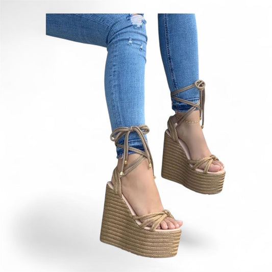 Brown Roman Platform Sandal 15cm